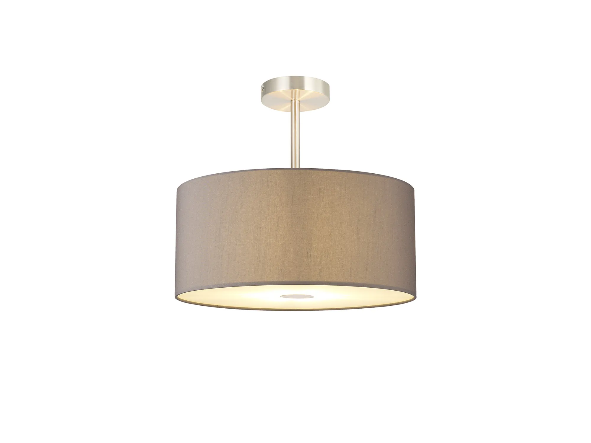 Baymont 40cm Semi Flush Flush 5 Light Satin Nickel, Grey, Frosted Diffuser DK0530  Deco Baymont SN GR